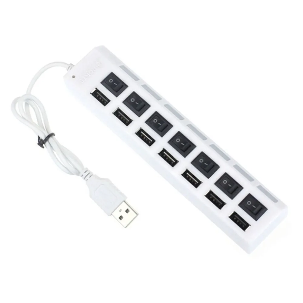 7 Ports USB3.0 Adapter Hub Power on/off Switch with LED