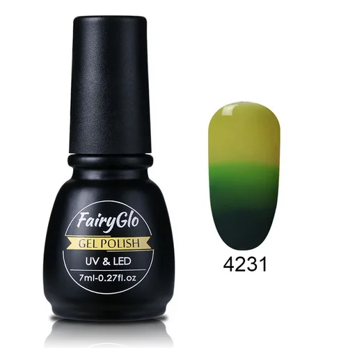 FairyGlo 7 мл термочувствительный, изменение цвета УФ гель лак для ногтей краски Gellak Лаки замочить от полу постоянного тиснения гель лак - Цвет: 4231