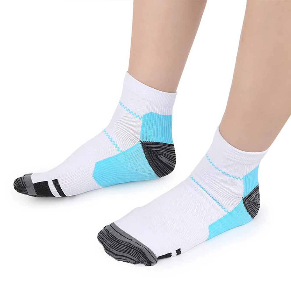Для мужчин и женщин облегчение против боли в стопе компрессионный носок Атлетический бег анти усталость впитывает влагу Подошвенный Фасцит каблуки шпоры - Цвет: White Blue