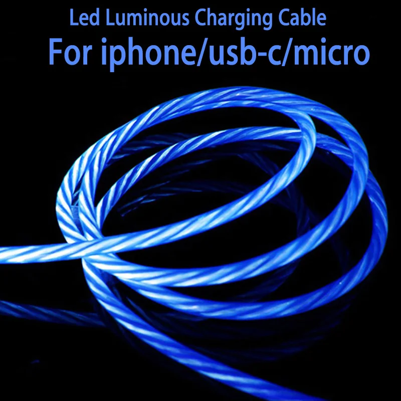 

LED Luminous Light Micro USB Type C Charging Cable Usbc Usb C for 8 Pin Huawei P20 Honor 10 8X 20 Nintendo Switch Charger Cable