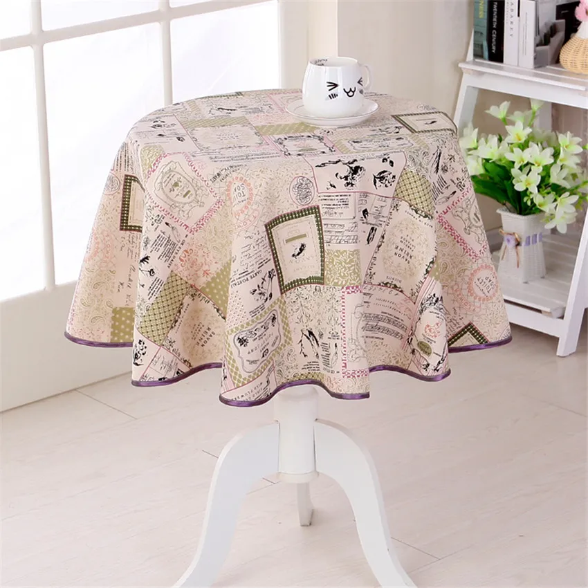 japan style cotton linen tablecloth 3 desings round dining table cloth