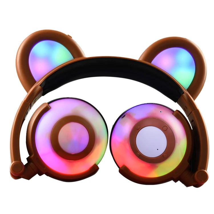 

Glowing 7 colors Bear Ear Bluetooth Headphone Kids Cosplay Party Headwear Earphone MP4 MP3 Wireless Headset With Microphone