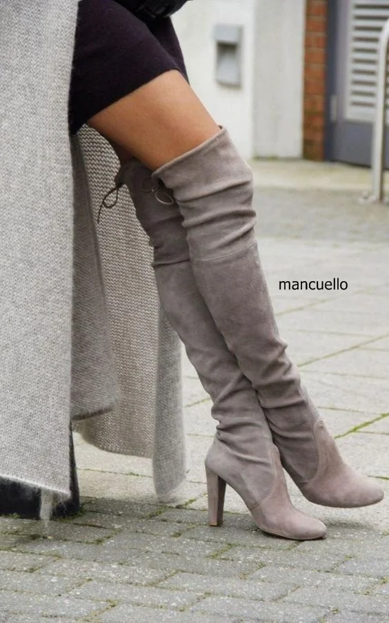 over the knee boots with thick heel