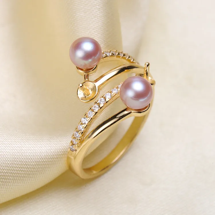 

Pearl Ring Settings, Fashionable Ring Findings, Adjustable Size 925 Silver Ring Jewelry DIY making No Pearl Free Shipping