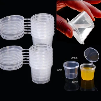 

50PCS 25ml Small Plastic Sauce Cups Food Storage Containers Clear Boxes+Lids Clear Plastic Cups Takeaway Sauce box