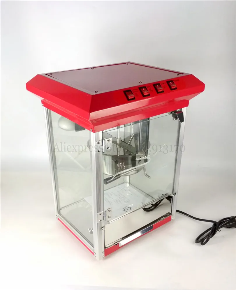 Красная попкорн машина коммерческий попкорн с качалкой чайник 3 минуты/1 лоток производства 1175 Вт