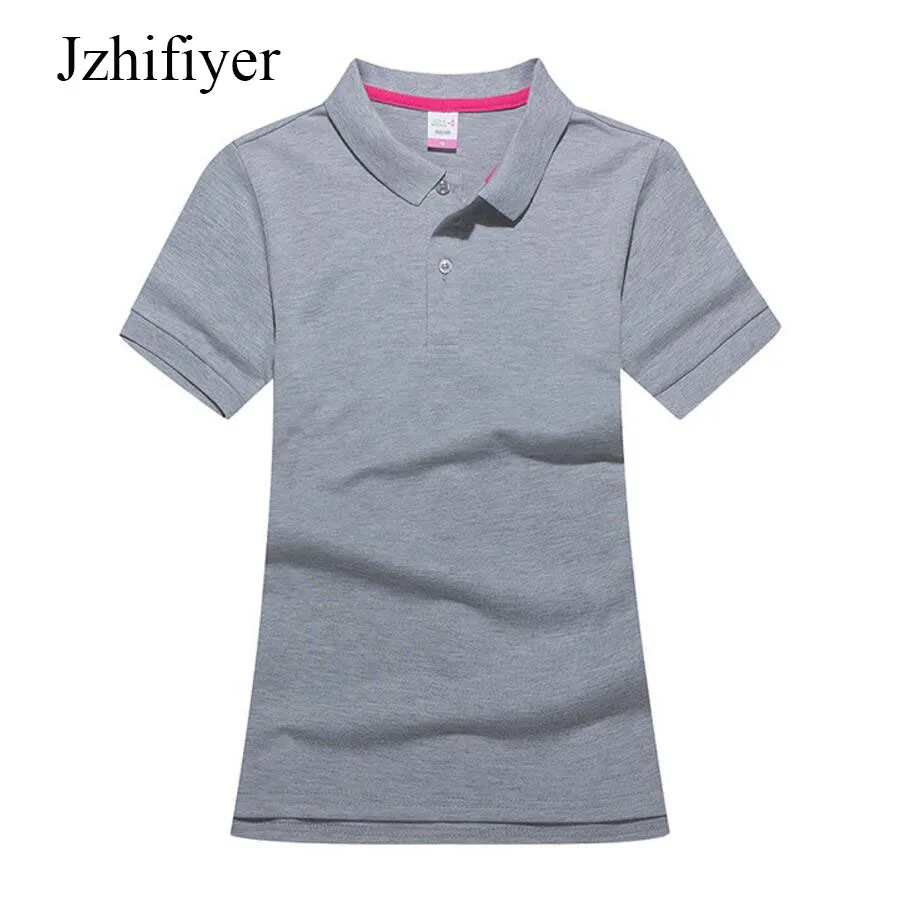 Jzhifiyer polos mujer polo camisa de algodão 190G sólida fino turn down pescoço camisas manga curta planície primavera camisa pólo mulheres femme