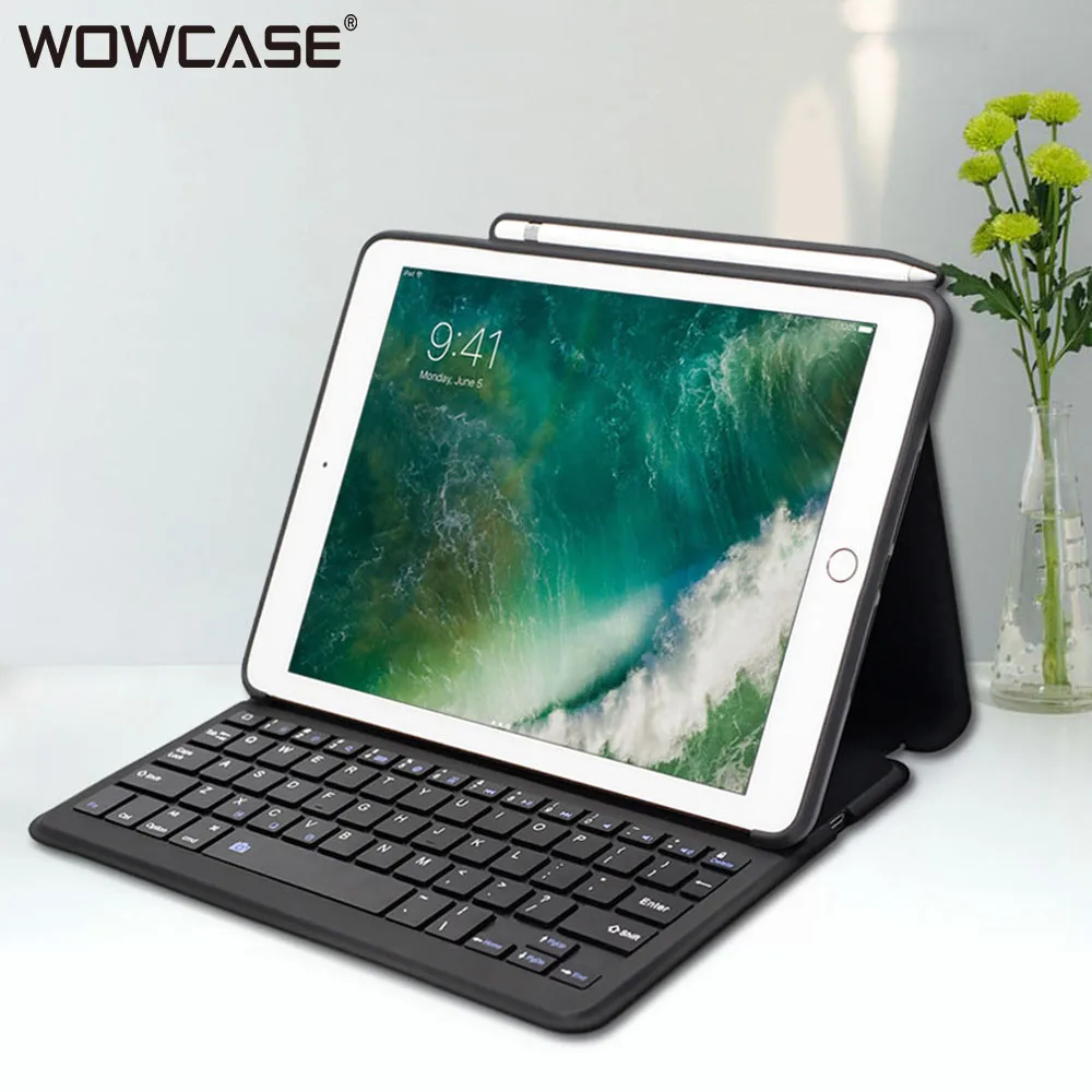 Скидка WOWCASE Беспроводная клавиатура чехол на iPad 2018 9,7 11 12,9 несколько Фолио Подставка на iPad 2018 пенал держатель Зарядка на ipad 2018 чехол чехол на айпад ...
