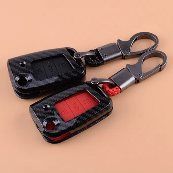 

beler Carbon Fiber Remote Key Cover Case Shell Chain Bag Fit For Volkswagen VW Golf MK7