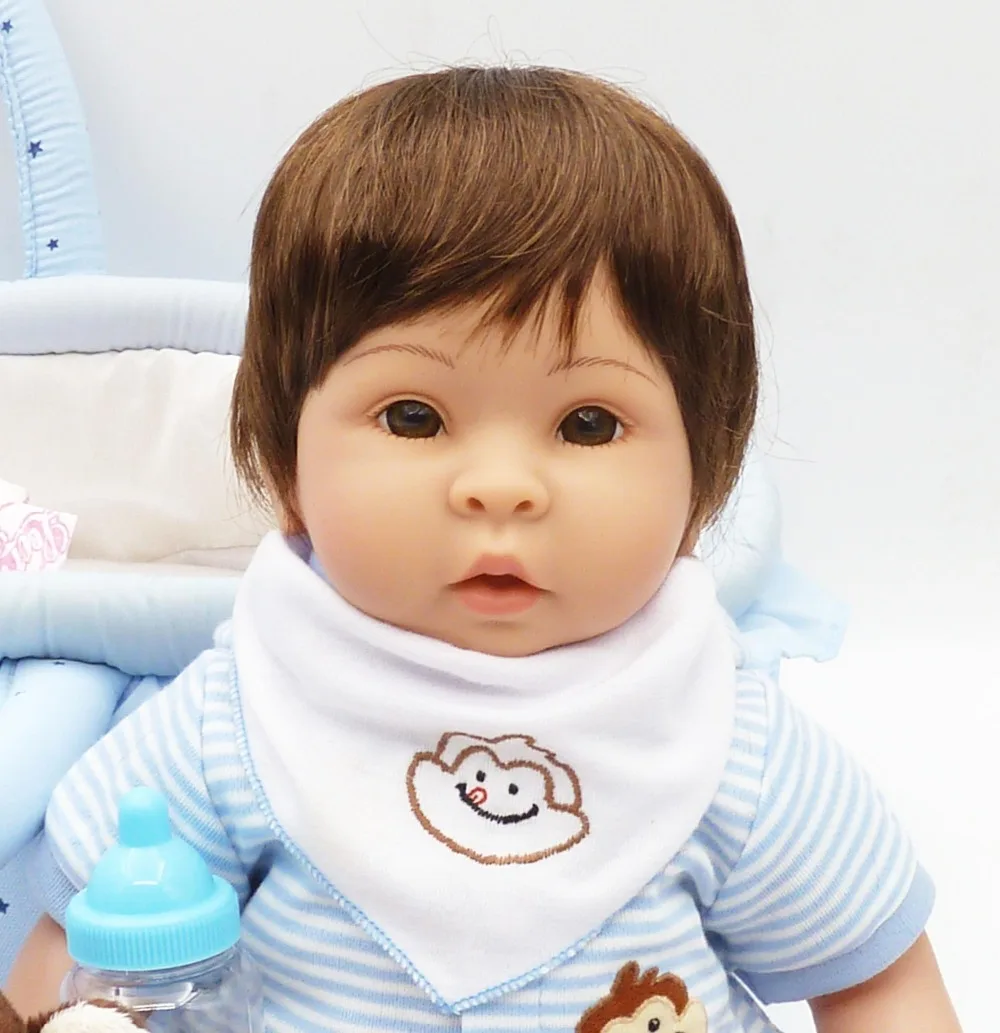 1" bebes reborn силиконовые детские куклы reborn для мальчиков роскошные спальные корзины reborn куклы игрушки подарок с обезьяной плюшевые