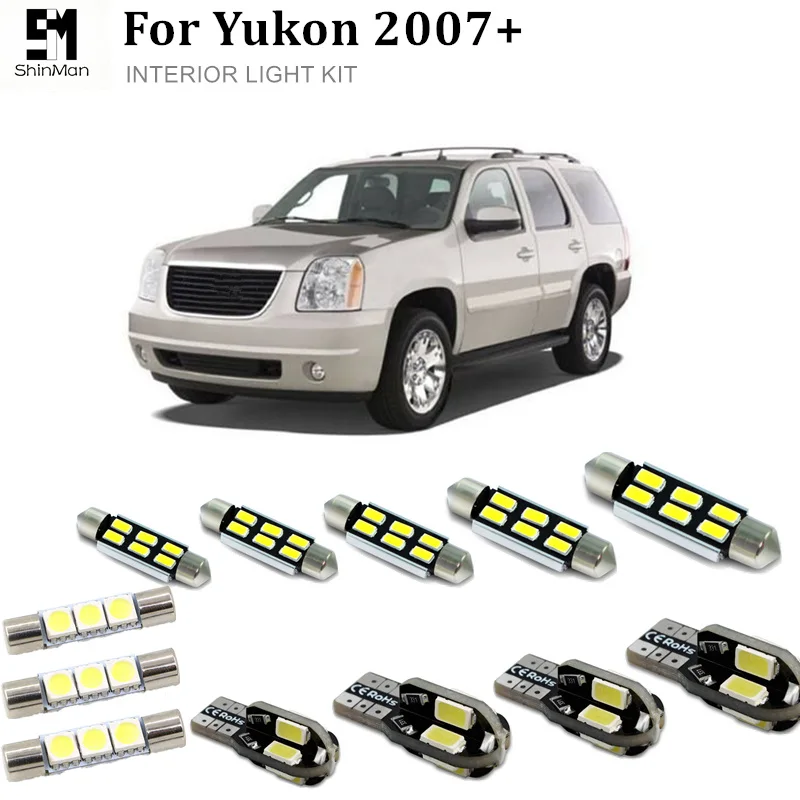 

Shinman 11pcs Error Free Map Dome Trunk Vanity Mirror license led Interior Light Kit Package For GMC yukon 2007+