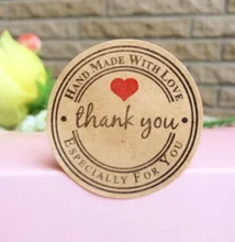 500PCS Lot Retro Kawaii Thank you Round Kraft Seal sticker For handmade products Handmade with Love