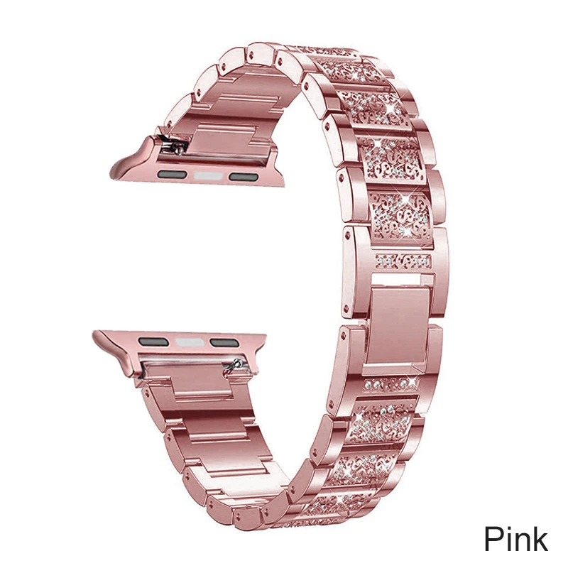 Essidi For Apple Watch Series 5 4 3 2 1 Smart Bracelet Strap 38 40MM 42 44MM Stainless Steel Wrist Strap Band For Iwatch Clasp - Цвет: Rose pink