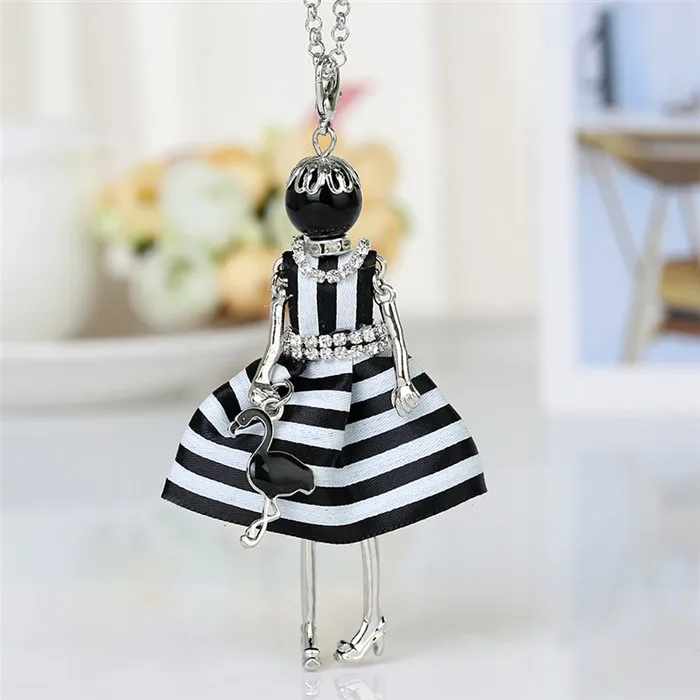 

Statement Flower Doll Necklace Dress Handmade French Doll Pendant 2018 News Alloy Girl Women Flower Fashion Jewelry