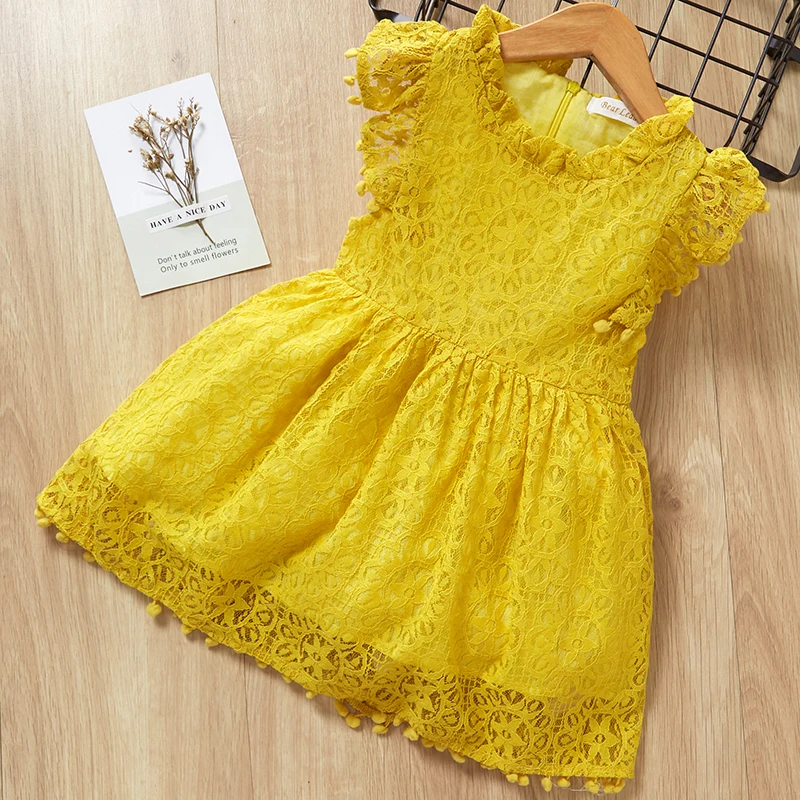 

Girls Dress 2019 New Style Summer Kids Bright color Cute Lace Dress Children Sleeveless Princess Dress Children Clothes Dresses