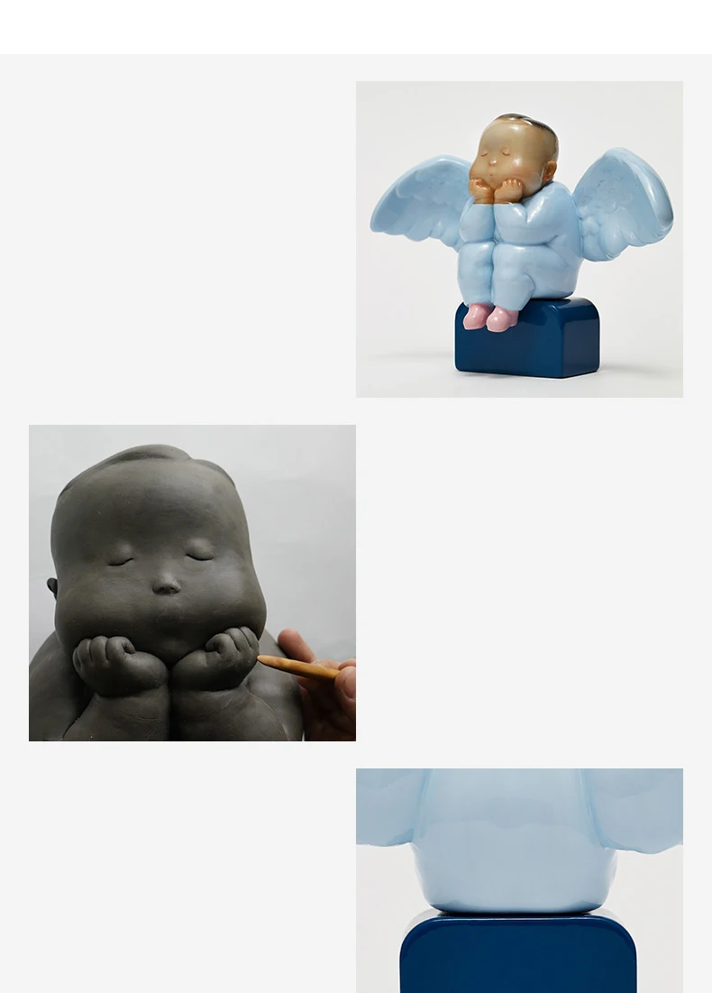 Art угол Фея рисунок Nordic Статуя Фигурка Miniture baby blue домашний декор, скульптура Зайчик мальчик Дети Пони Chirsmas подарок ручной работы