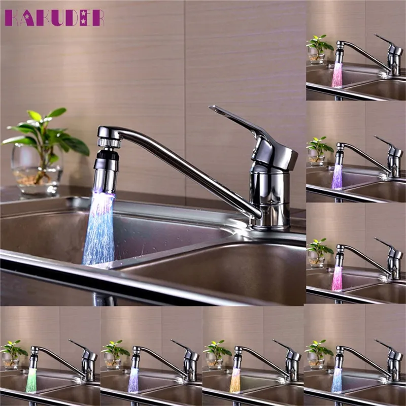 Кухонная раковина 7color Изменение воды свечение поток воды душ светодиодный кран краны свет