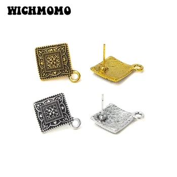 

New 6pcs 18*22MM Zinc Alloy Retro Gold Rhombus Earring Base Earring Connectors for DIY Jewelry Accessories