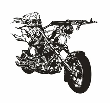 

Motorcycle Sticker Vehicle Skull Gun Decal Classic Punk Posters Vinyl Wall Decals Autobike Parede Decor Mural Autocycle Sticker