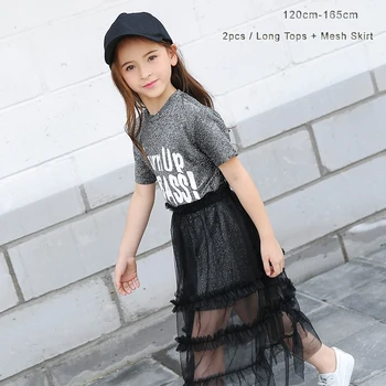 

Makeup Clothes for Teen Girls 2 pieces set Long Shining T-shirt for Girl +Kids Mess Dress in 2pcs clothes for girls 12 years old