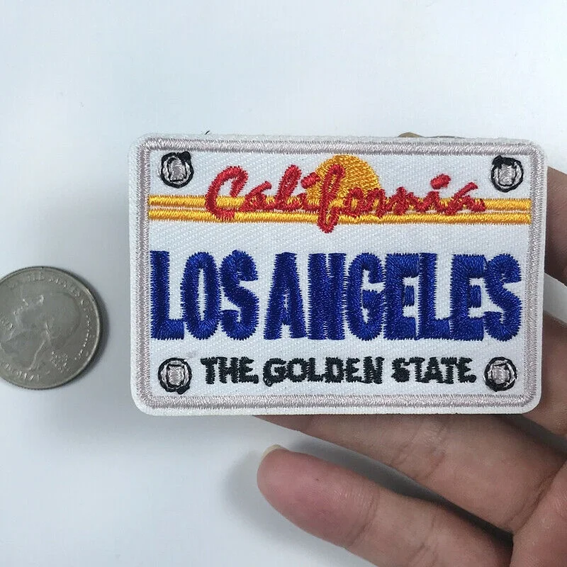 

2Pcs The Golden State California Los Angeles City Iron on Patch City Sewing Applique Embroidered Badge DIY Fabric