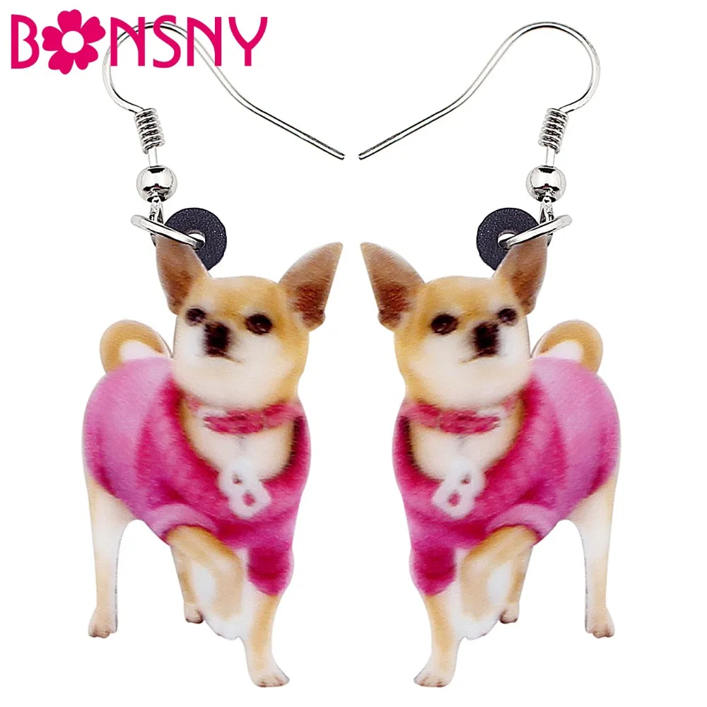 

Bonsny Acrylic Cartoon Japanese Shiba Inu Dog Earrings Big Long Dangle Drop Women Girl Ladies Fashion Cute Animal Jewelry Gifts