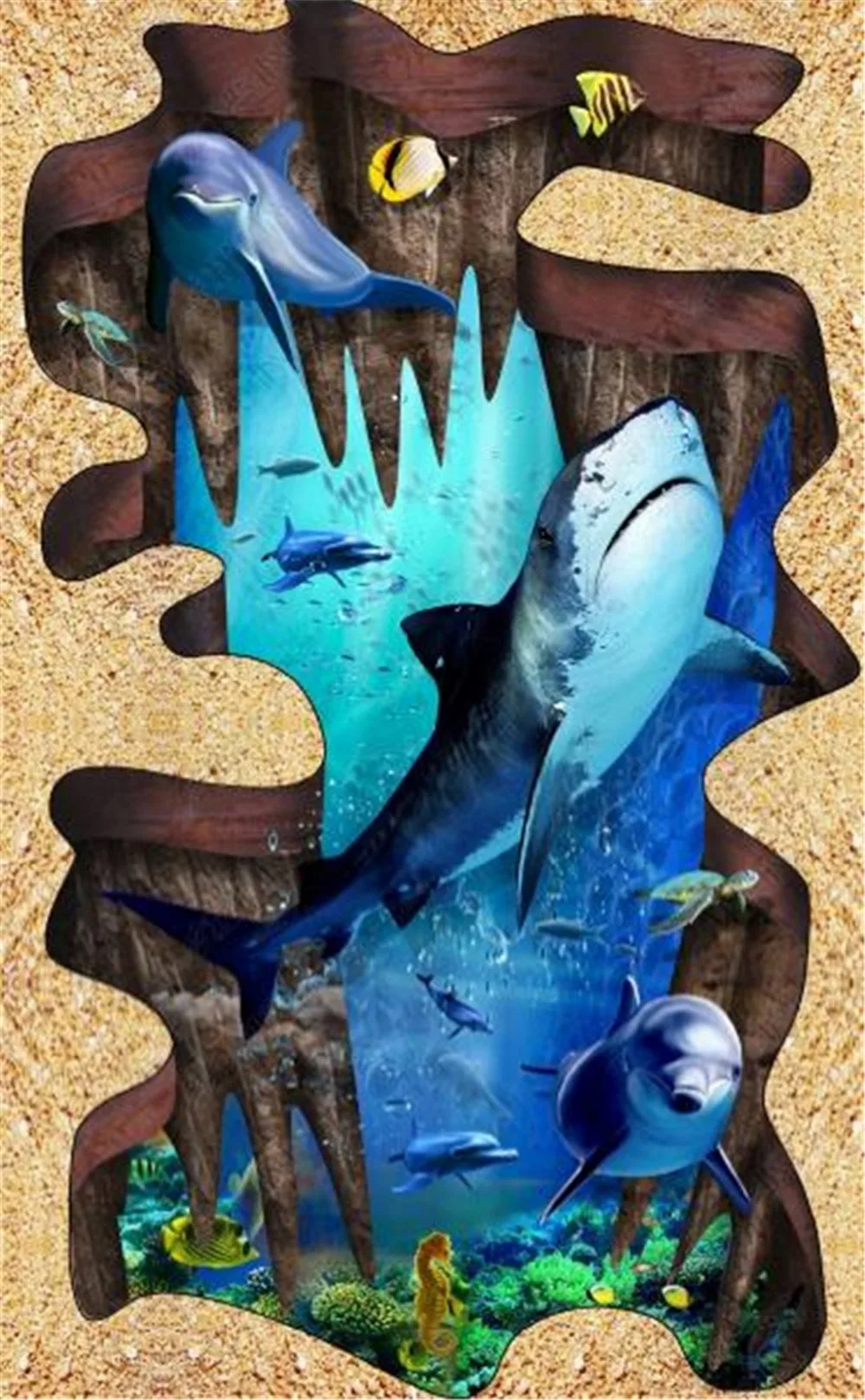 На заказ любой размер 3D фреска обои 3D HD стерео океан мир КИТ Акула Дельфин пол живопись 3D пол интерьер обои