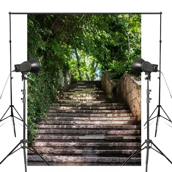 

150x220cm Stone Staircase Photography Background Green Tree Backdrop Landscape Photo Studio Background Props Wall