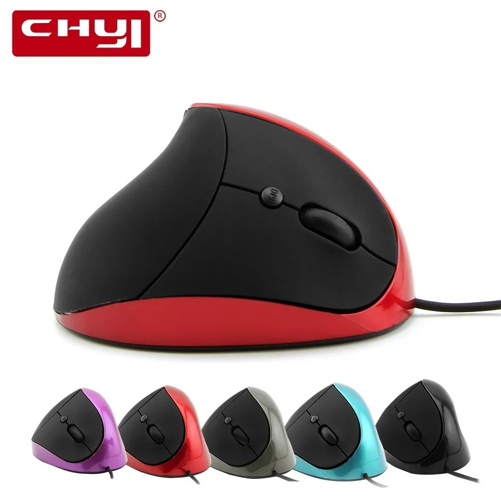 CHYI Wired Vertical Mouse Ergonomic 800/1000/1200DPI USB 2.0 Cable 5 Buttons With Mouse Pad Kit 5 Colors Wrist Rest Mice Mat