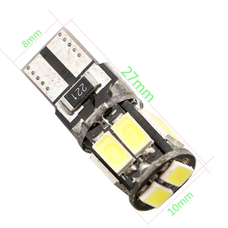 10 шт. T10 W5W Canbus led 5630 10 SMD 10 светодиодных фар для авто ошибок, Wedge Bulb, T10 автомобильная светодиодная лампочка 12В чтение бортовой светильник 6500K