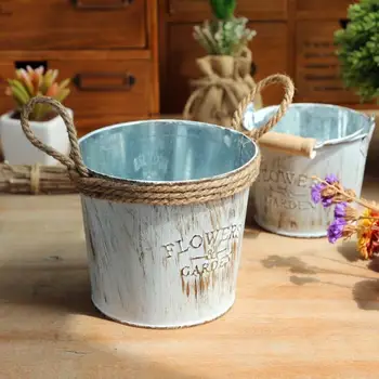 

Vintage Metal Iron Keg Flower Pot Hanging Balcony Garden Plant Planter Decor Pot 2O0123