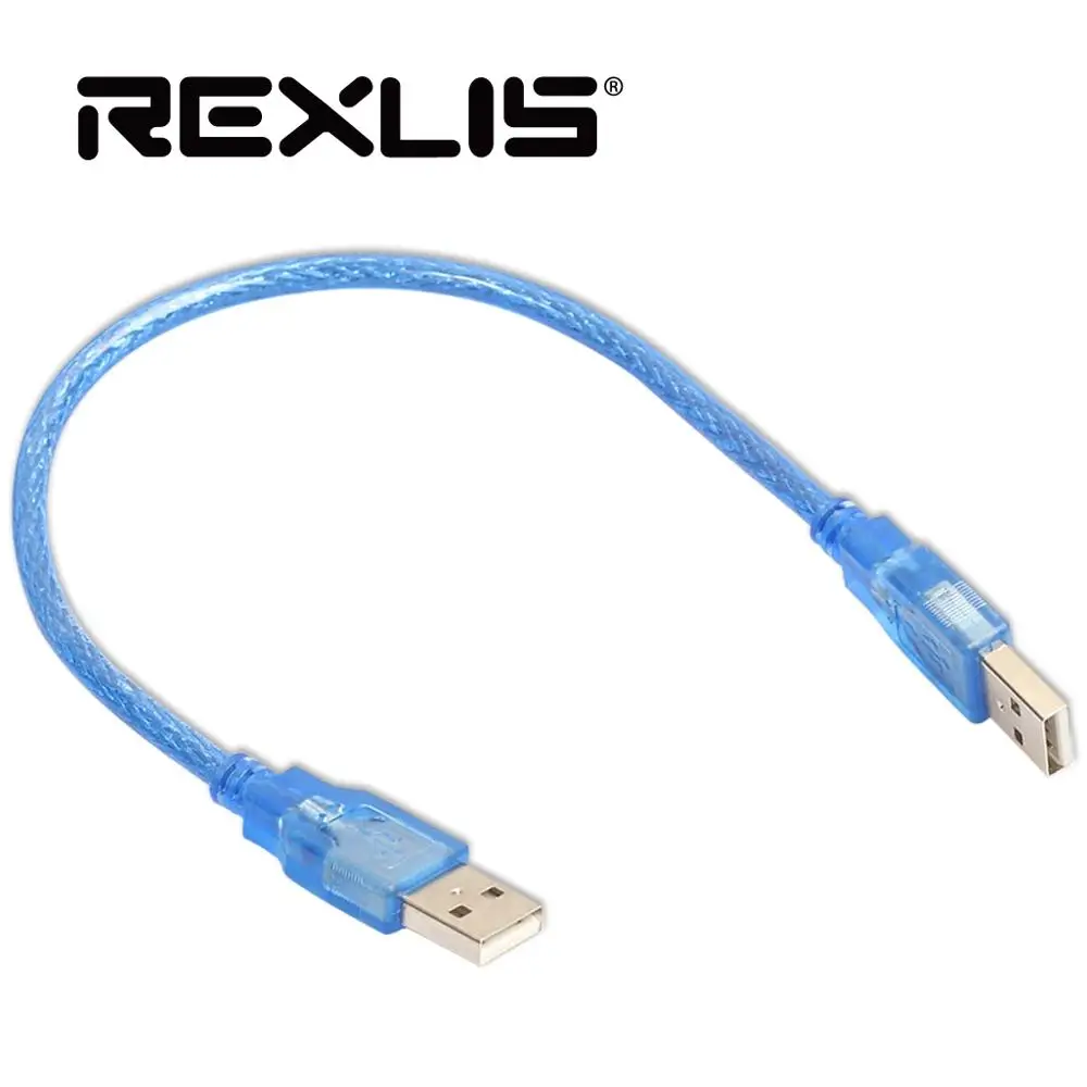 

REXLIS 1pc 30cm Blue USB 2.0 Type A Male to USB Male Adapter Cable High Quality USB 2.0 Data Extension Cable Cord Mayitr