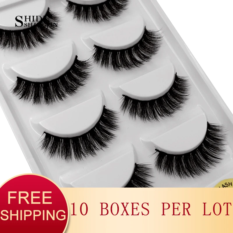 

SHIDISHANGPIN 10 boxes wholesale false eyelashes natural long mink lashes 3d volume fake eyelashes hand made makeup lash G600