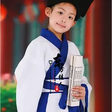 Белый синий древнекитайский Карнавальный костюм для мальчиков, школьные костюмы династии Хань