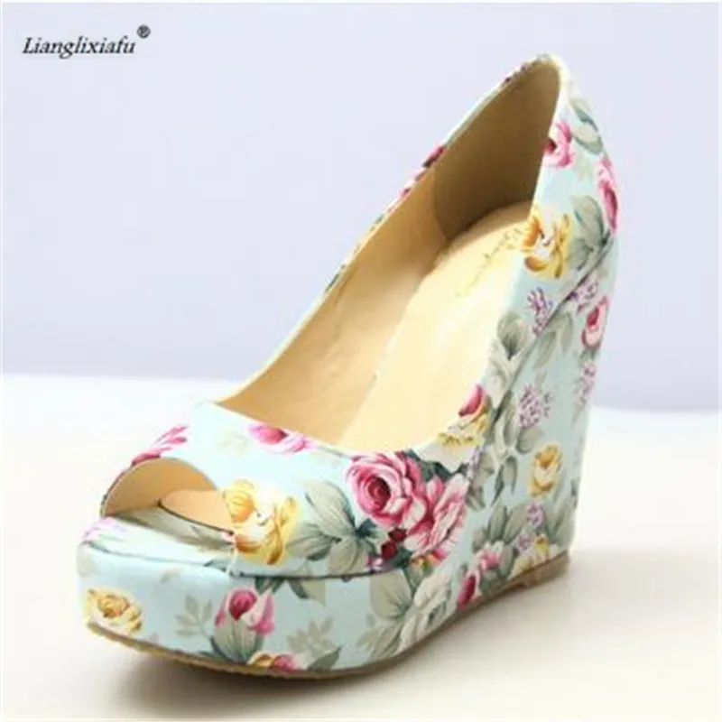 

LLXF Small Yards:32 33 34 Plus:42 43 Summer Sandals Peep Toe Stiletto 15cm High-Heeled wedges shoes women party pumps zapatos