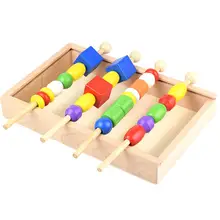 Children Wooden Montessori Materials Learning Toys Kids Wooden Educational Beading Game Cognition of Color and Shape Toy