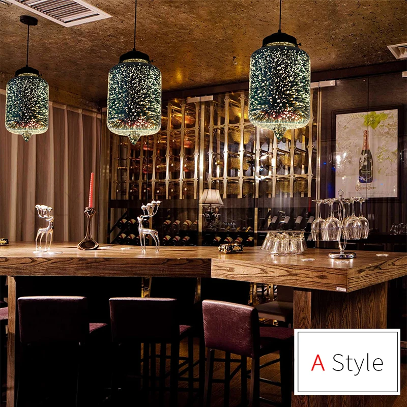 Horsten Novelty Modern LED Pendant Light Glass Hanging Lamps 3D Design Lamp E27 110V 220V For Bar Restaurant Cafe Living Room Lamp (21)