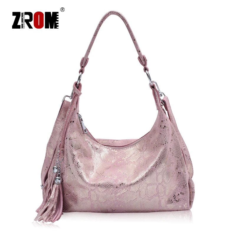 

ZROM Brand Genuine Leather Bag Women Fashion Serpentine prints Leather Handbags Female Large Shoulder Bags Hobos Tote Bag