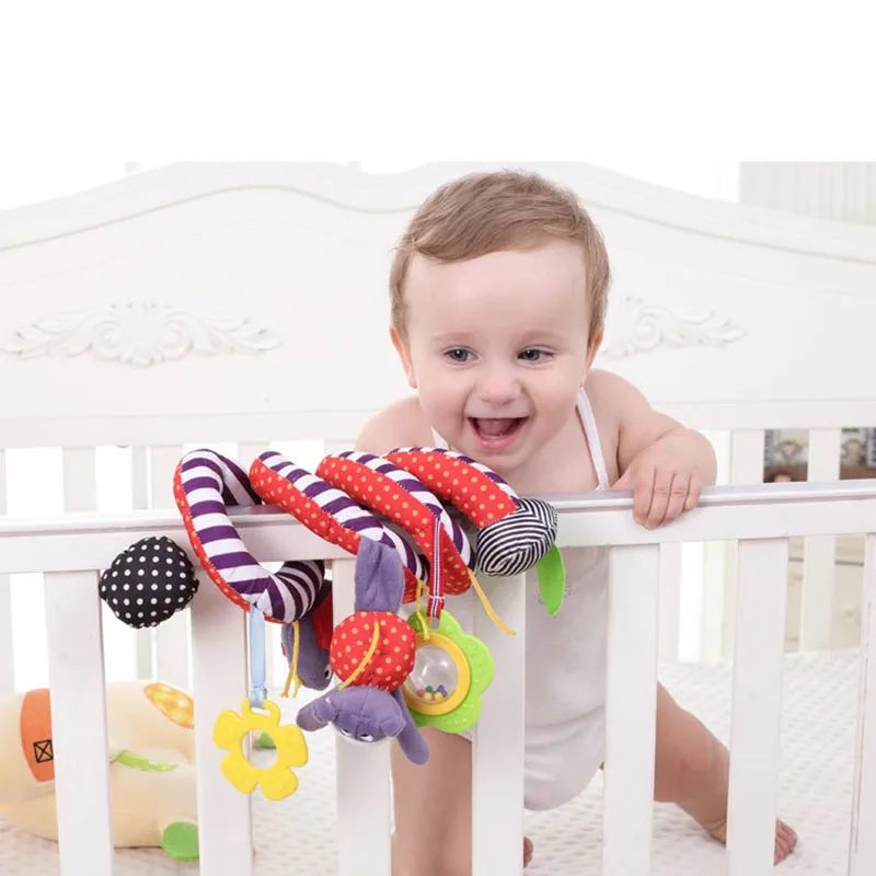 Multifunctional cute cartoon animal baby bird bed winding baby bed stroller pendant newborn plush toy suitable for 0-2 years old