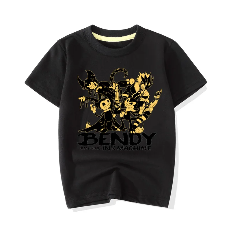 

New Cartoon Bendy Print T-shirts For Kids Boy Summer Clothing Children T-shirts Girls Pink Short Sleeve Tee Tops Clothes DD005