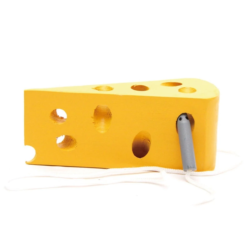 

1PC Baby Kids Brain Game Toys Wooden Threading Cheese Learning Education Puzzle