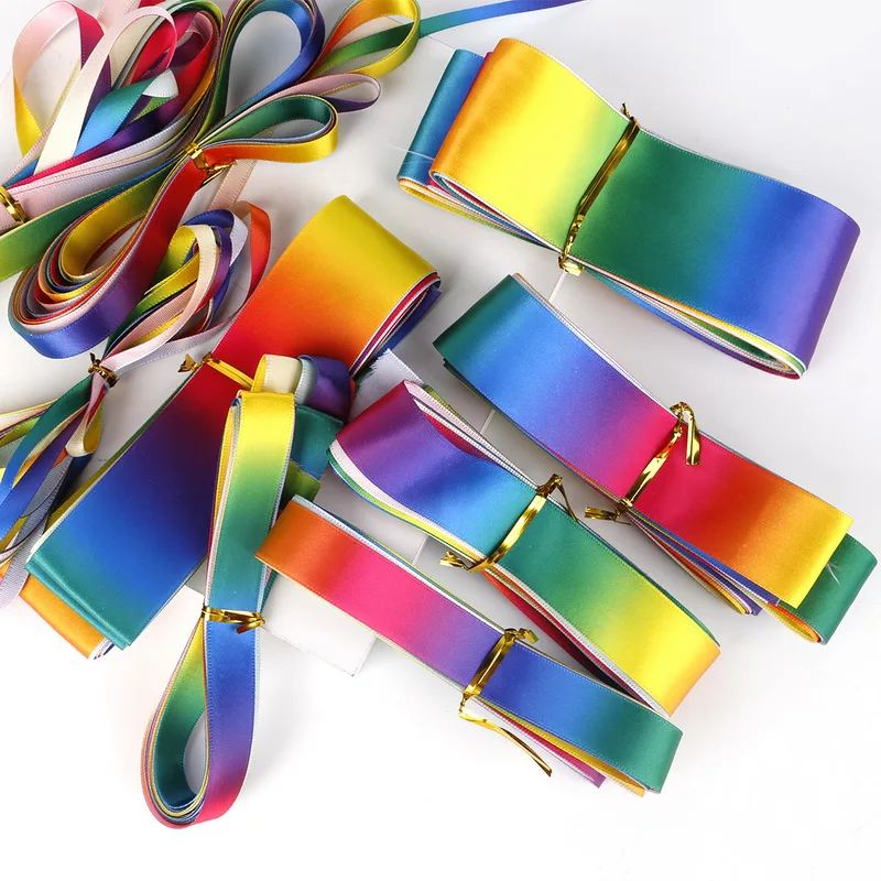 

Wide 6/10/12/15/20/25/30/40/50mm Rainbow color Grosgrain Ribbons Bow Handcraft DIY Sewing Garment Wrapping Materials 5Yards /lot