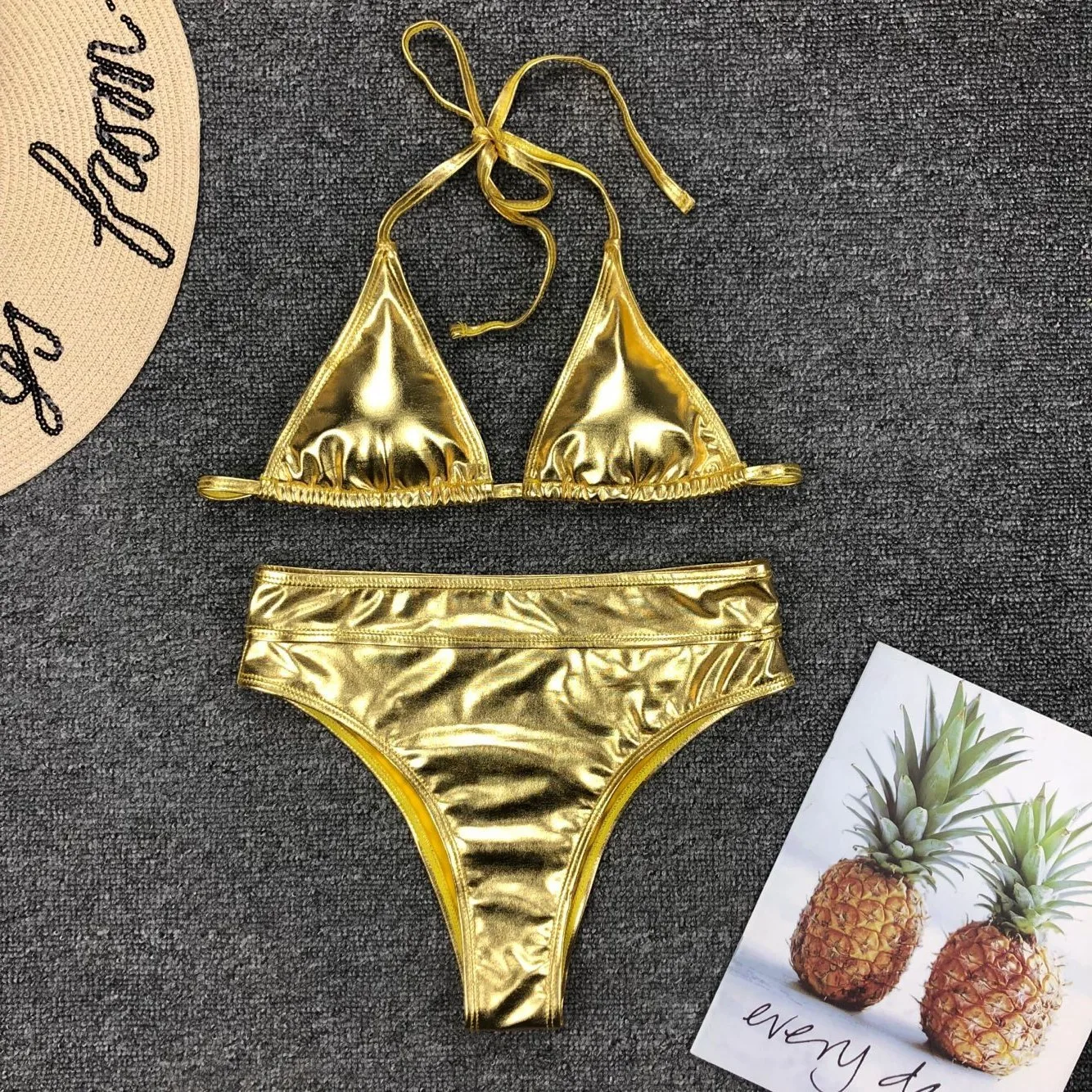 

Gold Silver biquini swimsuit female bathing suit beach wear bathers Thong bikini set Sexy push up swimwear women 2019 swimming