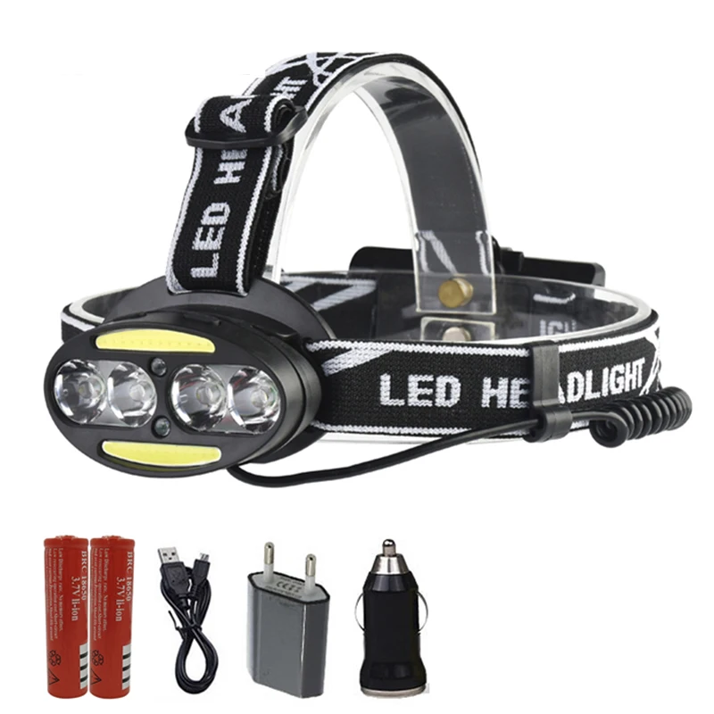 

Z90 Headlight 30000 Lumen headlamp 4* XM-T6 +2*COB+2*Red LED Head Lamp Flashlight Torch Lanterna with batteries chargers