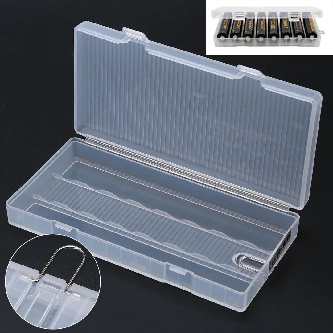 For 8x 18650 Batteries 1pc 18650 Portable Battery Case Holder Durable Hard PP Battery Storage Box With Hook Mayitr