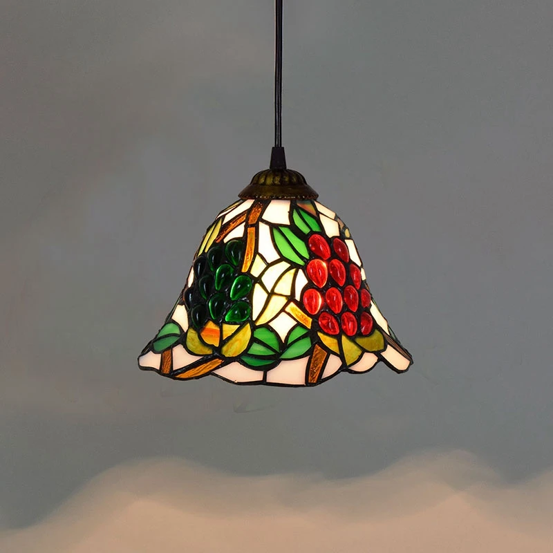 

Retro Grape Countryside Restaurant Art lighting Bar terrace Stained glass Aisle Small Pendant Lights E27 110-240V 8inch 20CM