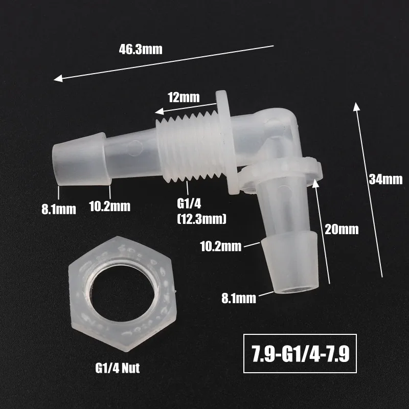 5 шт./лот M6 M8 G/18~ G1/2 резьба до 2-12 мм PP пагода локоть соединители Шестигранная гайка аквариум воздушный насос фитинги шлангов - Цвет: 7.9-G1I4-7.9