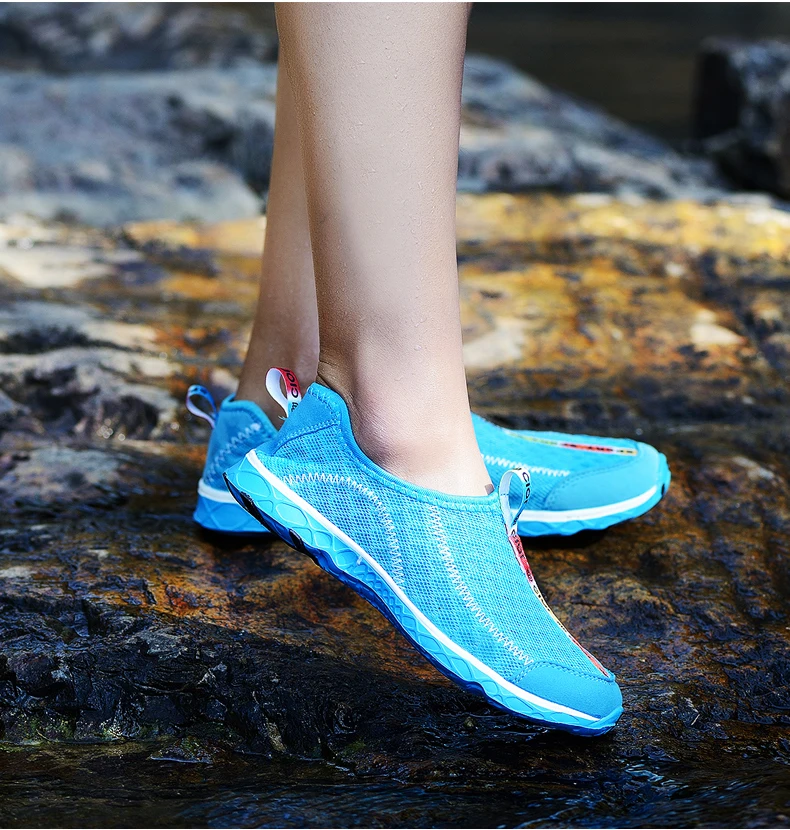 Bjakin/Летняя обувь из сетчатого материала; Мужская и женская обувь с полой подошвой; пляжные и речные кроссовки унисекс; синяя дышащая обувь для водных видов спорта