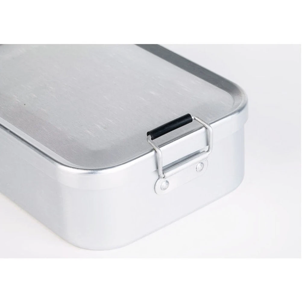 Алюминиевый металлический Ланч-бокс контейнер для еды Открытый Кемпинг Ланч-бокс с двойной пряжки для ушей посуда