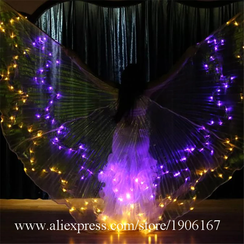 Ballroom dance women stage wears led costumes colorful light bellydance cloak led butterfly wings show dress rave outfits dj7